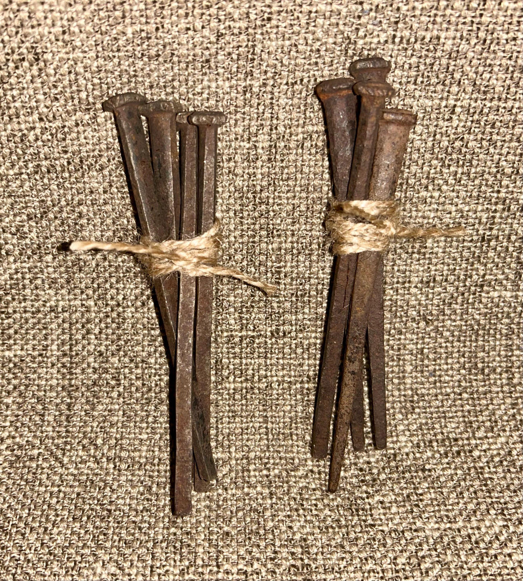 Antique Square Coffin Nails - Hand Forged 1815, Set of 4