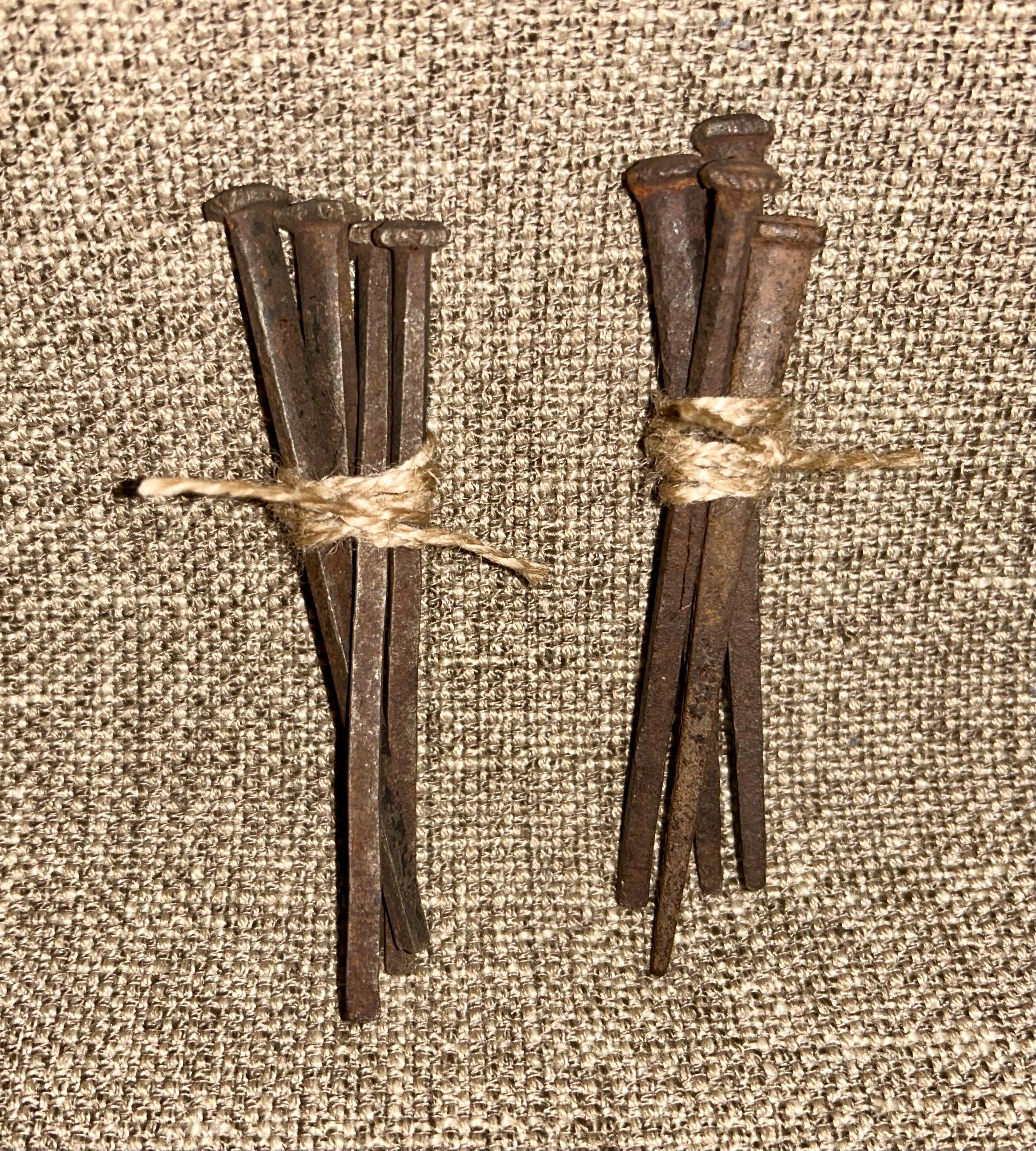 Antique Square Coffin Nails - Hand Forged 1815, Set of 4