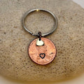 Penny Love Hearts x 2 Keychain - 7th - Copper Anniversary Gift, Stamped Penny, Set of 2, FREE GIFT BOX