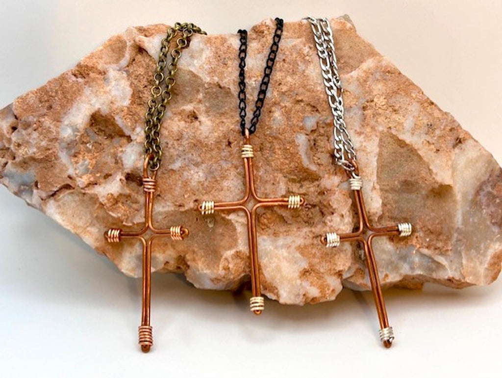 Handmade Copper Cross Necklace – 7th Anniversary - Copper Anniversary - Fathers Day - Mothers Day - FREE GIFT BOX