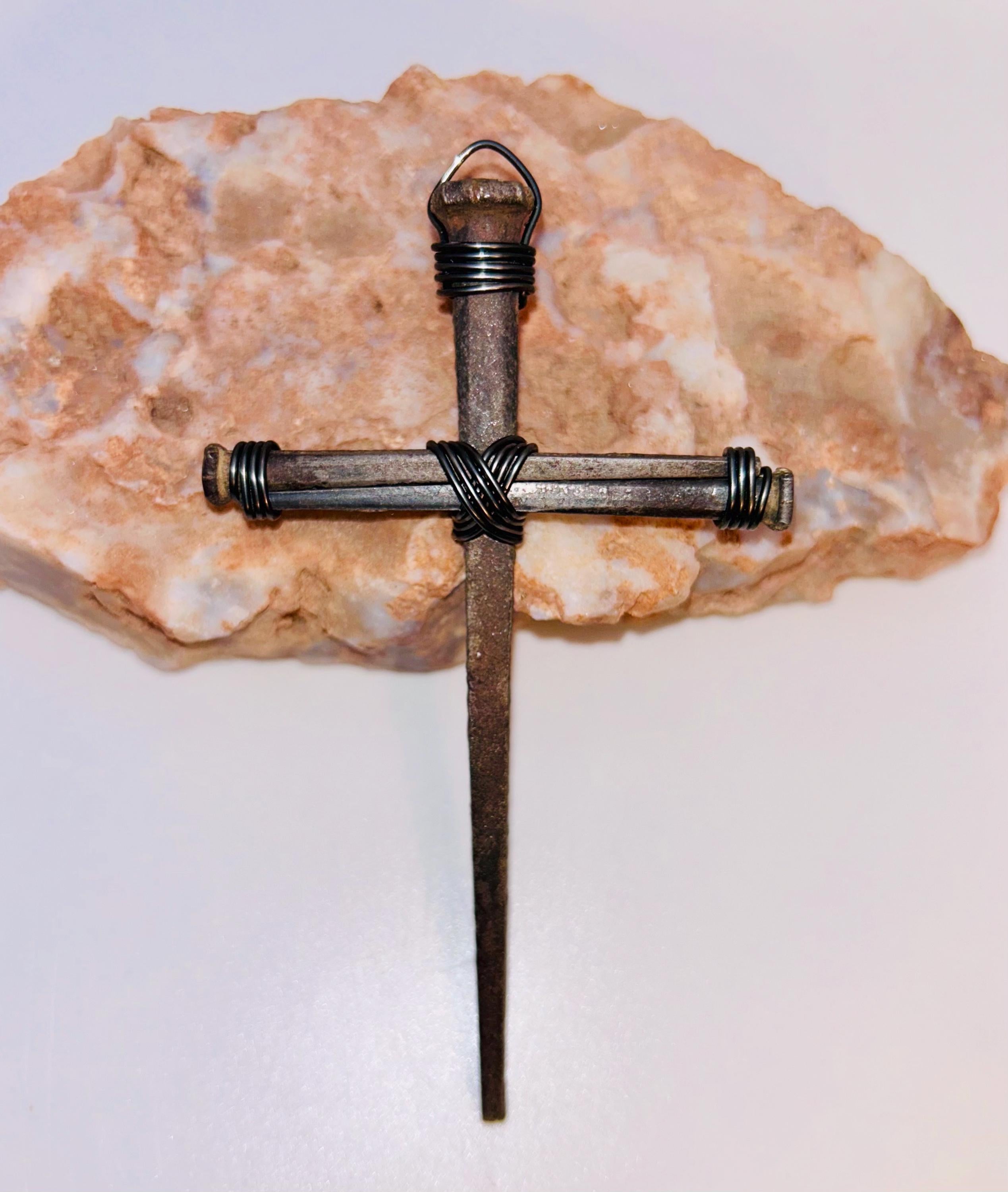 Iron Nail Cross - Christian Wall Decor - Housewarming Gift - Easter - Anniversary - Fathers Mothers Day -Birthday -Hand Forged - FREE GIFT B