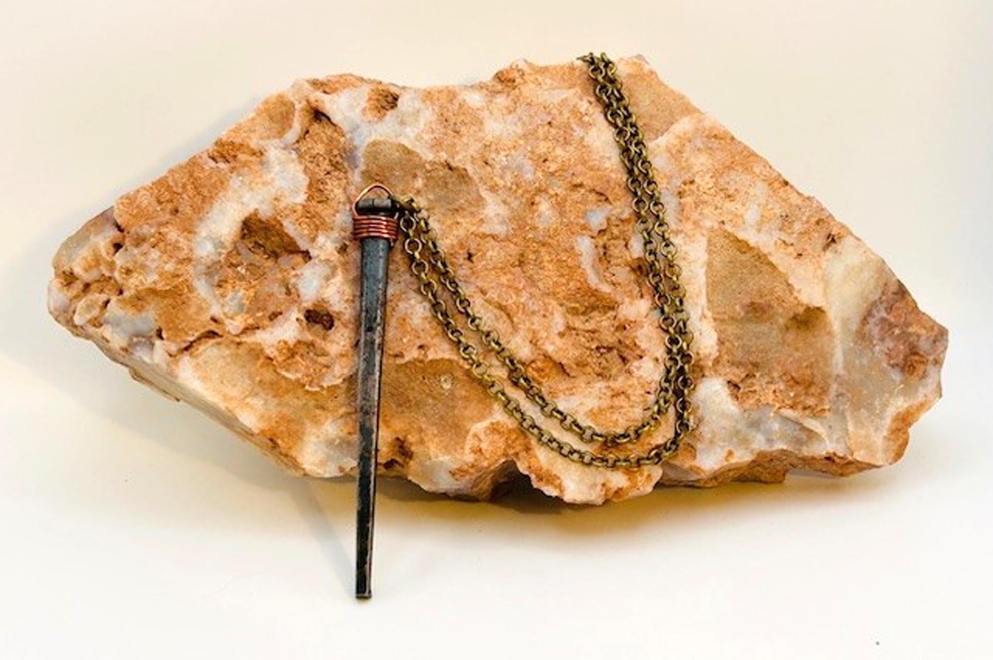 Coffin Nail Pendant Necklace 3" - Gothic Birthday Gift -  Iron 6th Anniversary - 7th Copper -FREE GIFT BOX -Alt -Alternative Vampire Jewelry