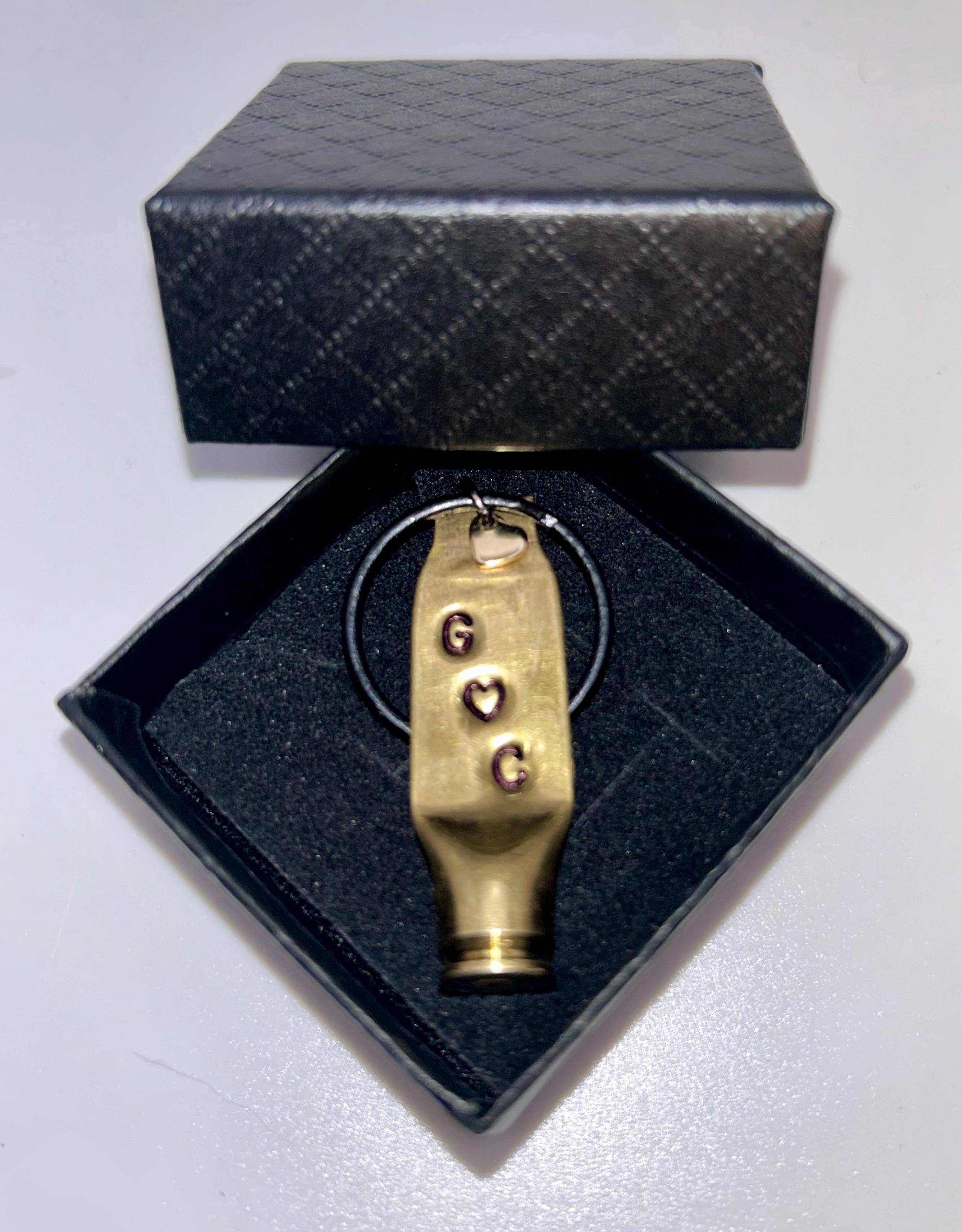 Pair 2 Bullet Key Ring - Keychain - Hand Stamped - Personalized Bullet Keychain - 21st Anniversary - Brass Anniversary Couple FREE GIFT BOX