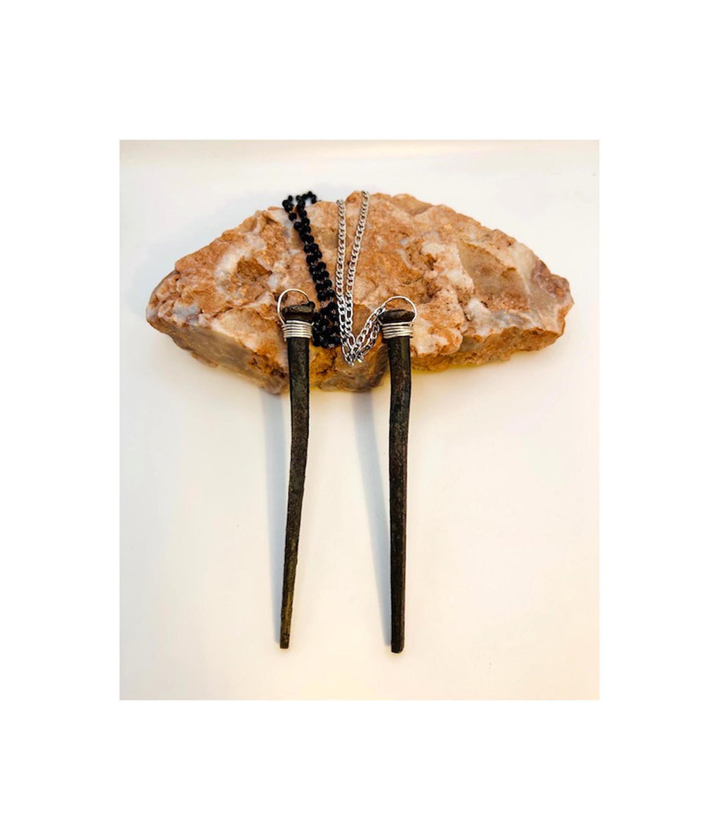 Coffin Nail Pendant Necklace - 1880s Hand Forged Iron -4.5 Inch -Gothic Birthday Gift -Vampirecore Grunge Dark Academia Alternative -Vampire