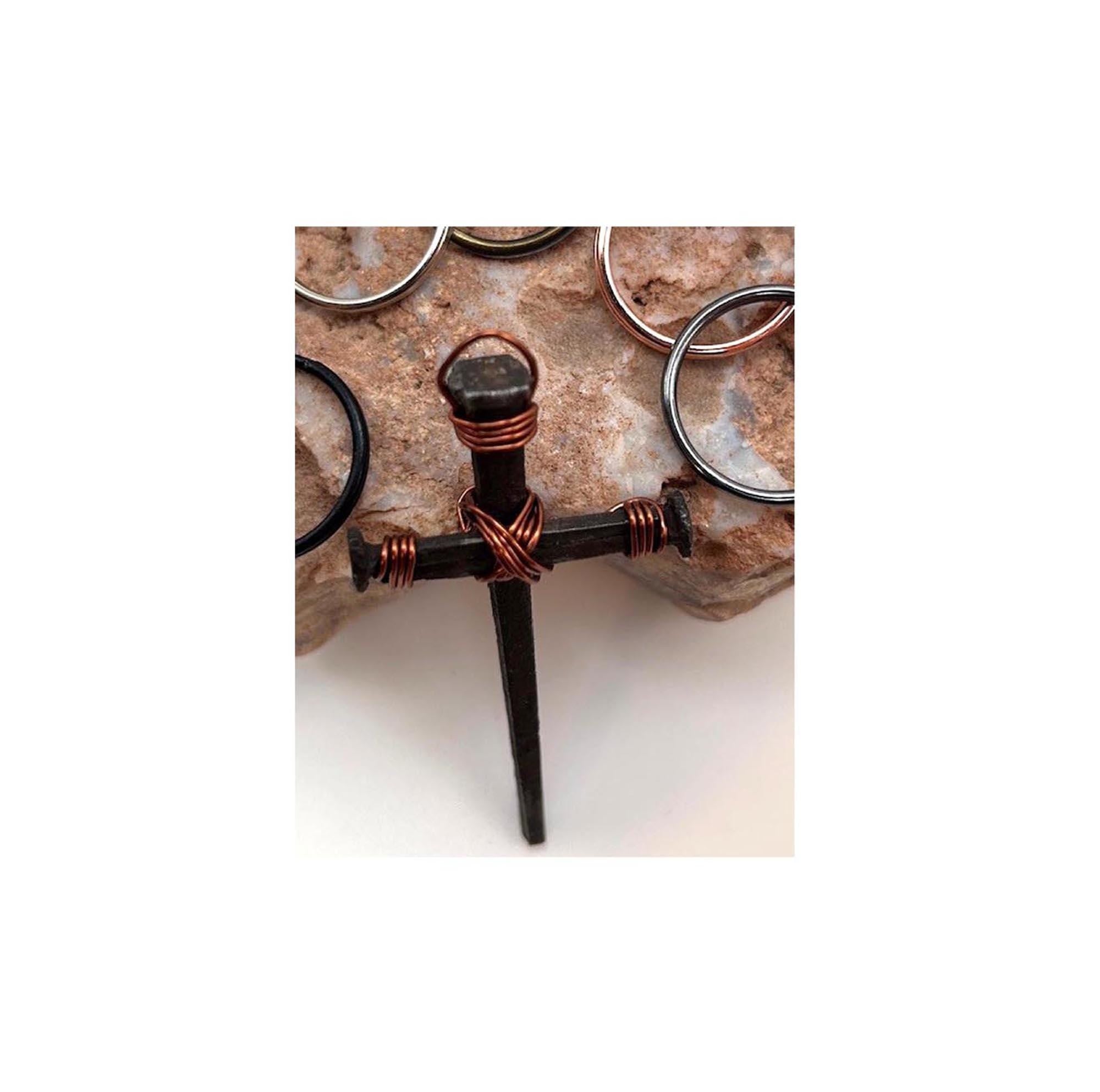 Iron Nail Cross Keychain – Rustic Christian Crucifix Keyring (Set of 2) - Hand Forged - Anniversary Gift