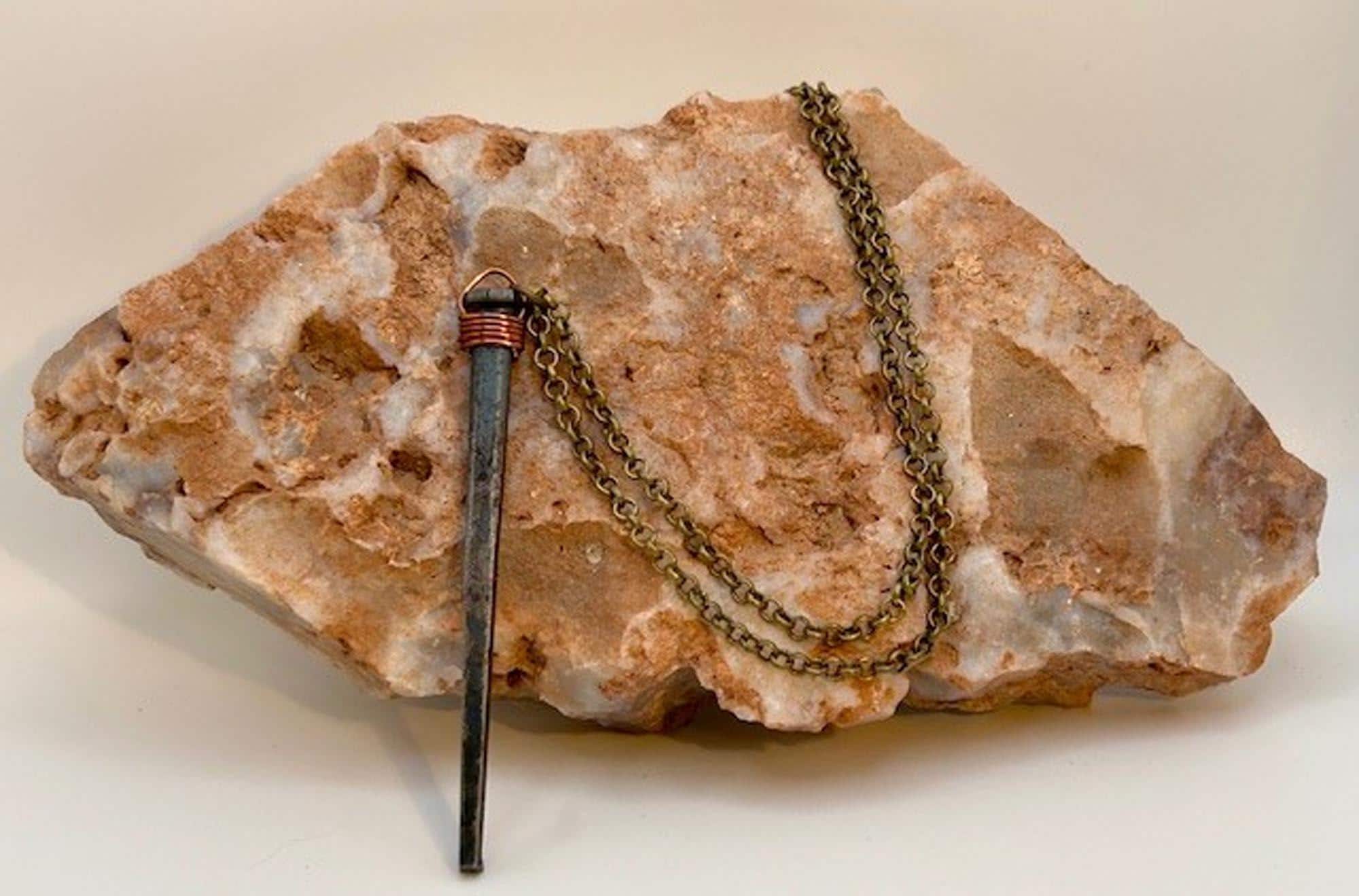 Coffin Nail Pendant Necklace 3" - Gothic Birthday Gift -  Iron 6th Anniversary - 7th Copper -FREE GIFT BOX -Alt -Alternative Vampire Jewelry