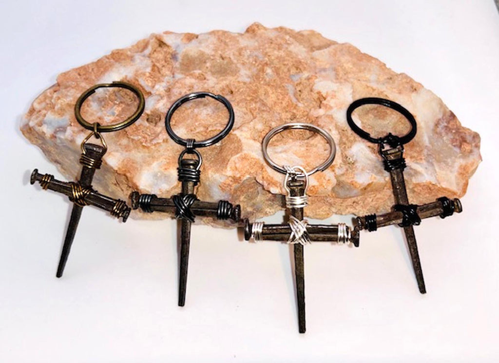 Christian Iron Nail Cross Keychain – Easter Crucifix Keyring - 6th Iron Anniversary - Fathers Day - Mothers Day - Birthday FREE GIFT BOX
