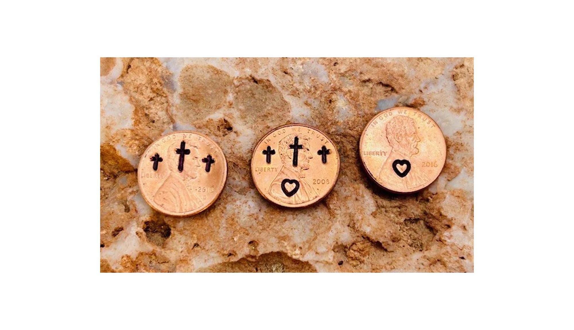 Penny Cross Charms Only – Christian Easter Gift, Religious Keychain 3 Stamping Choices - Bright Polished or Aged Patina Options