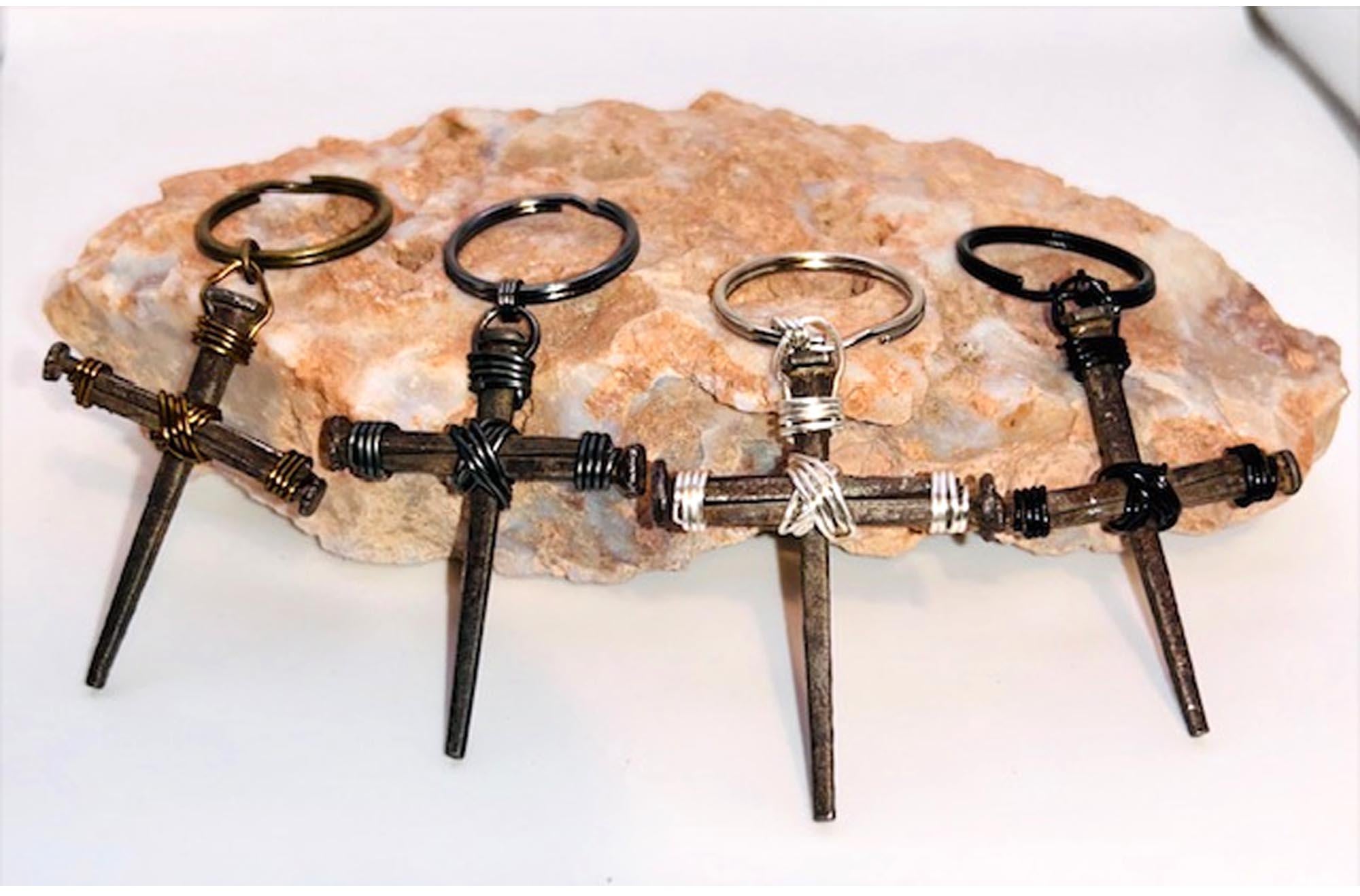 Christian Iron Nail Cross Keychain – Easter Crucifix Keyring - 6th Iron Anniversary - Fathers Day - Mothers Day - Birthday FREE GIFT BOX