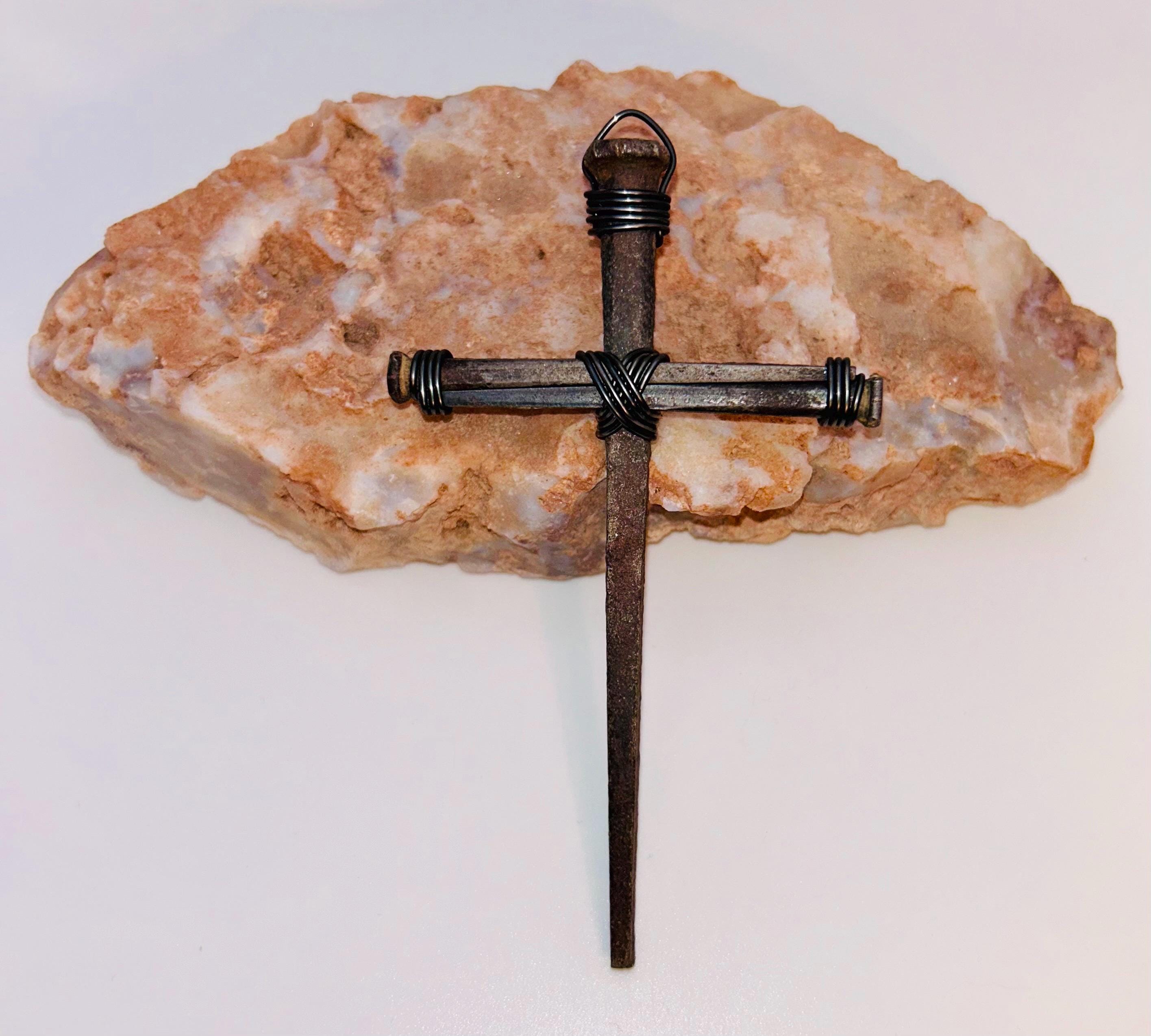 Hand Forged Iron Nail Cross – Rustic Christian Wall Decor - Housewarming Gift - Easter - Anniversary - Christmas - Birthday - Strong Faith