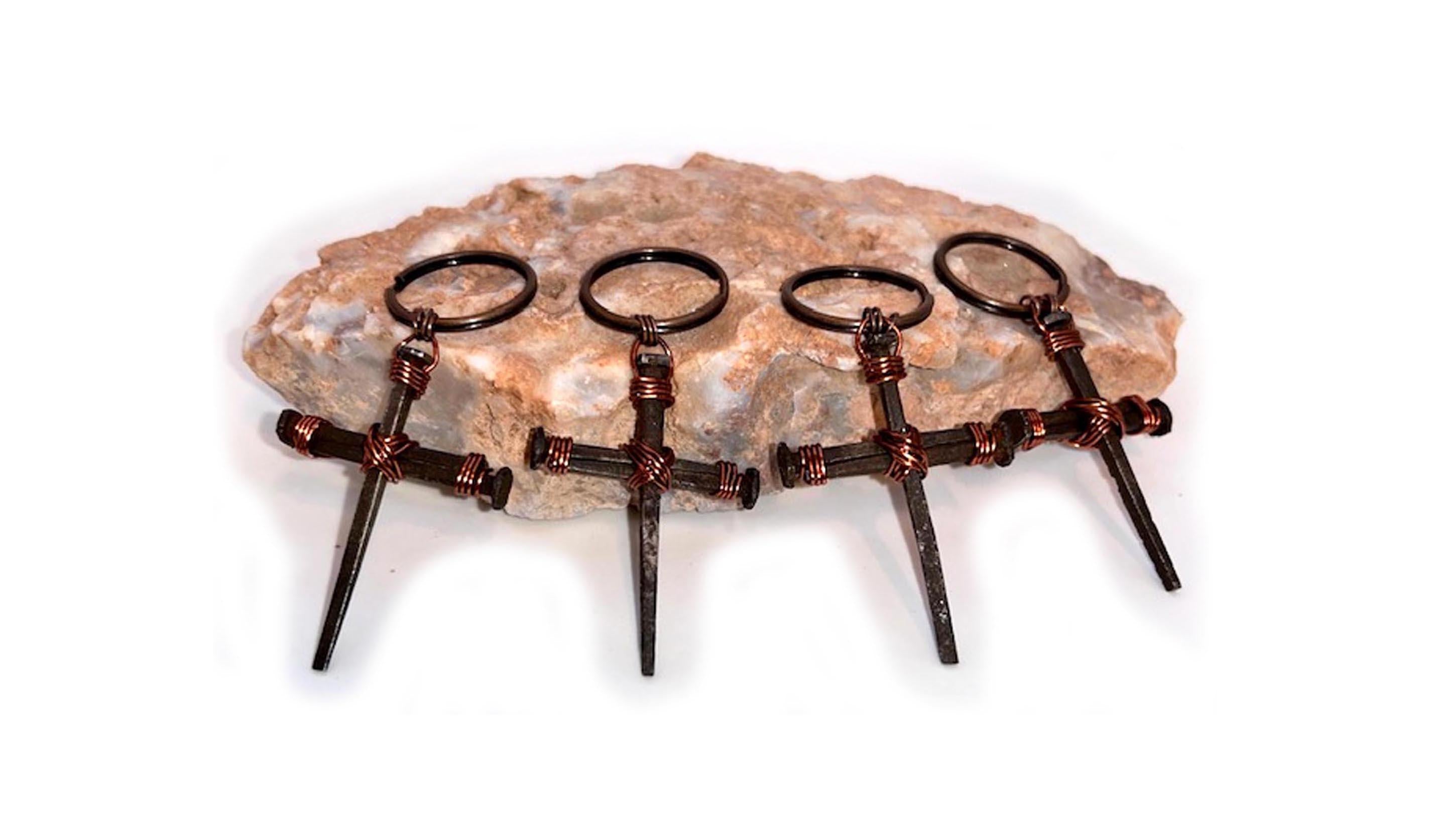 Iron Nail Cross Keychain – Rustic Crucifix Keyring - Easter - 6th Iron Anniversary - Fathers Day - Mothers Day -Gift - FREE GIFT BOX