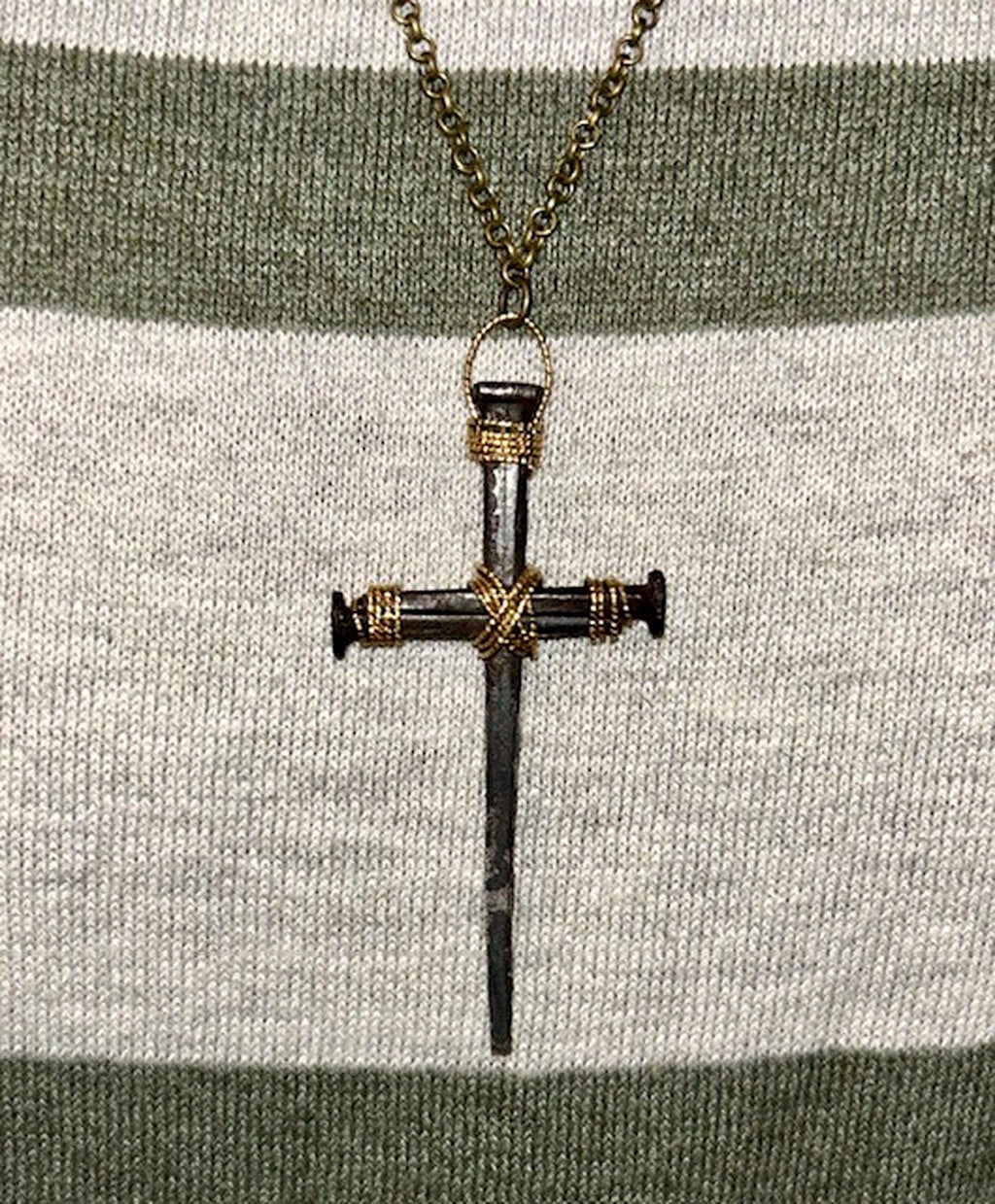 Gothic Iron Nail Cross Necklace – Crucifix Pendant - Blood Red Chain 2 - Iron 6th Anniversary Birthday Gift -Hand Forged - FREE GIFT BOX