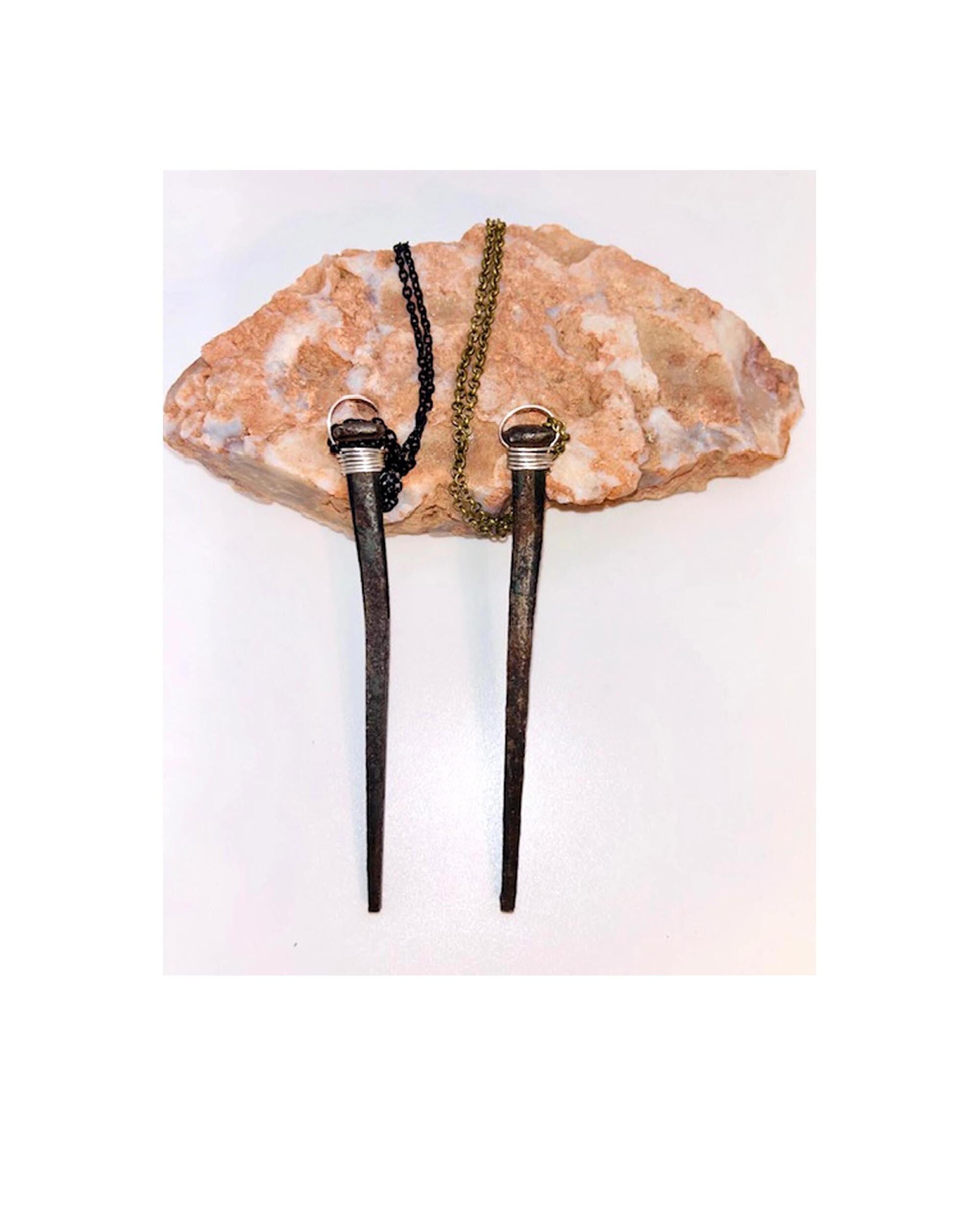 Coffin Nail Pendant Necklace - 1880s Hand Forged Iron -4.5 Inch -Gothic Birthday Gift -Vampirecore Grunge Dark Academia Alternative -Vampire