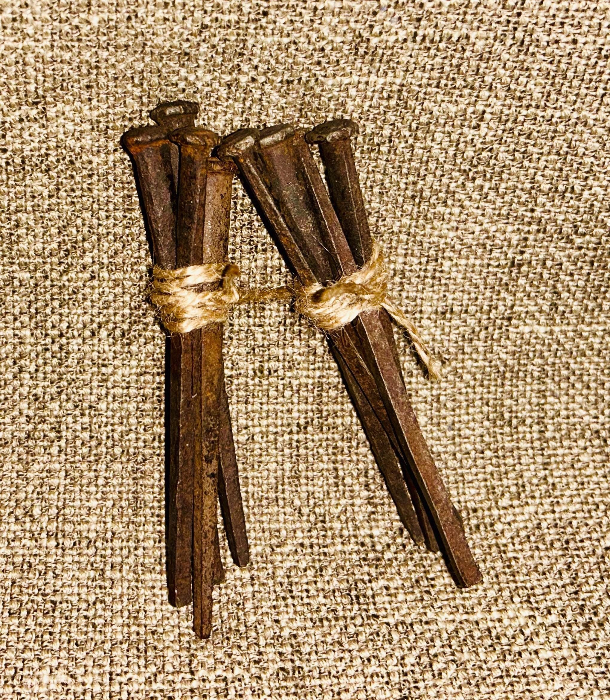 Antique Square Coffin Nails - Hand Forged 1815, Set of 4
