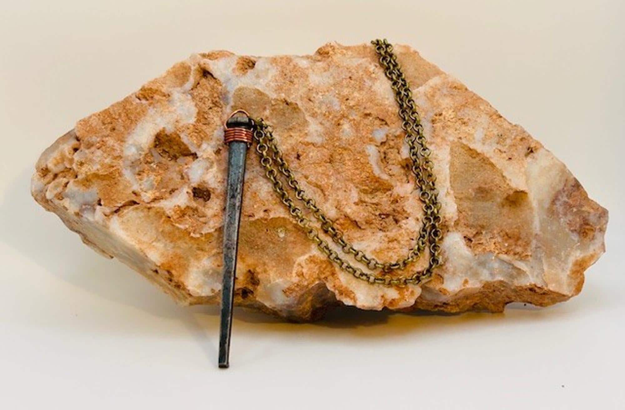 Coffin Nail Pendant Necklace 3" - Gothic Birthday Gift -  Iron 6th Anniversary - 7th Copper -FREE GIFT BOX -Alt -Alternative Vampire Jewelry