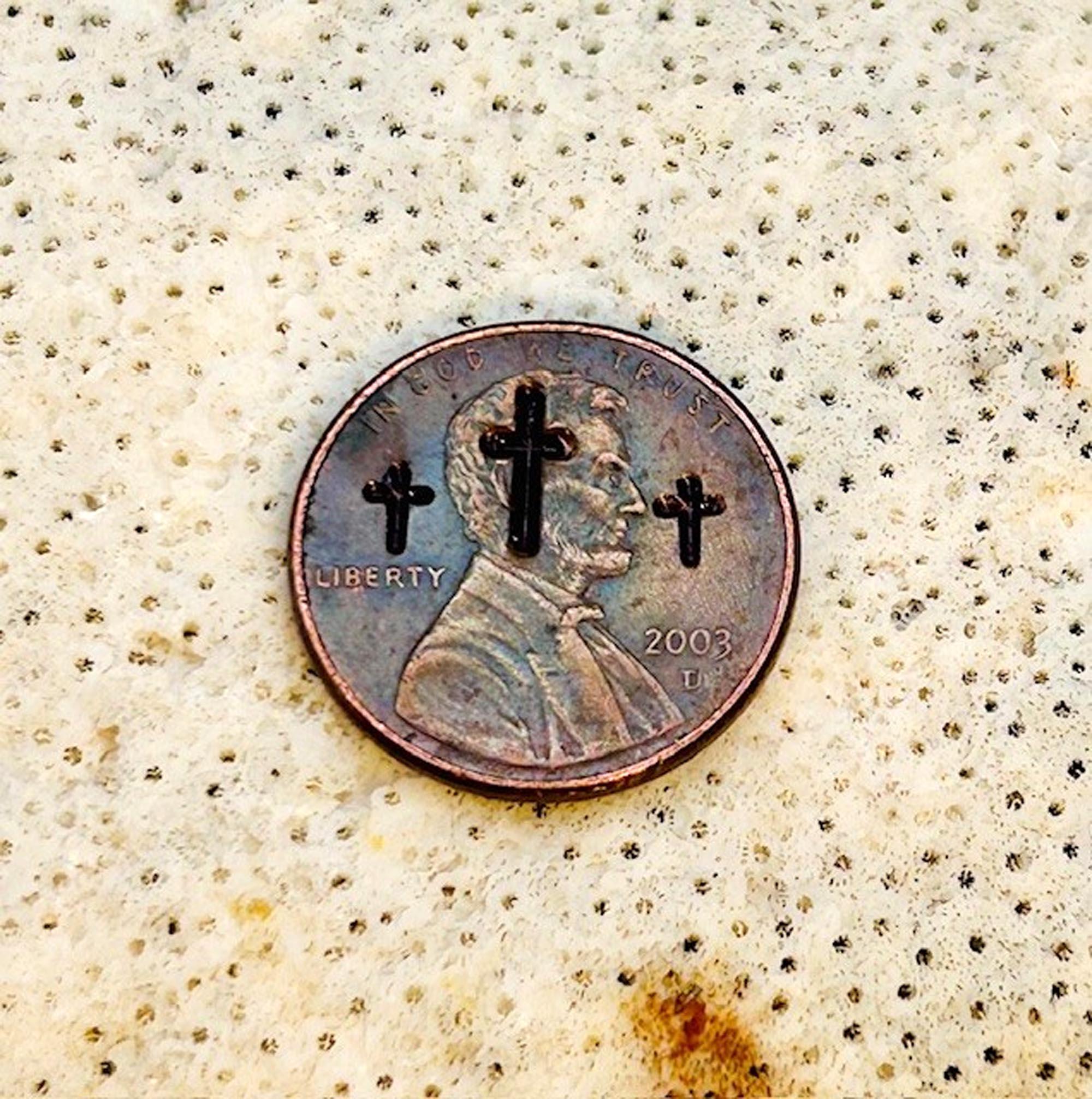 Stamped Penny Charm – Crosses, Heart, Christian Gift