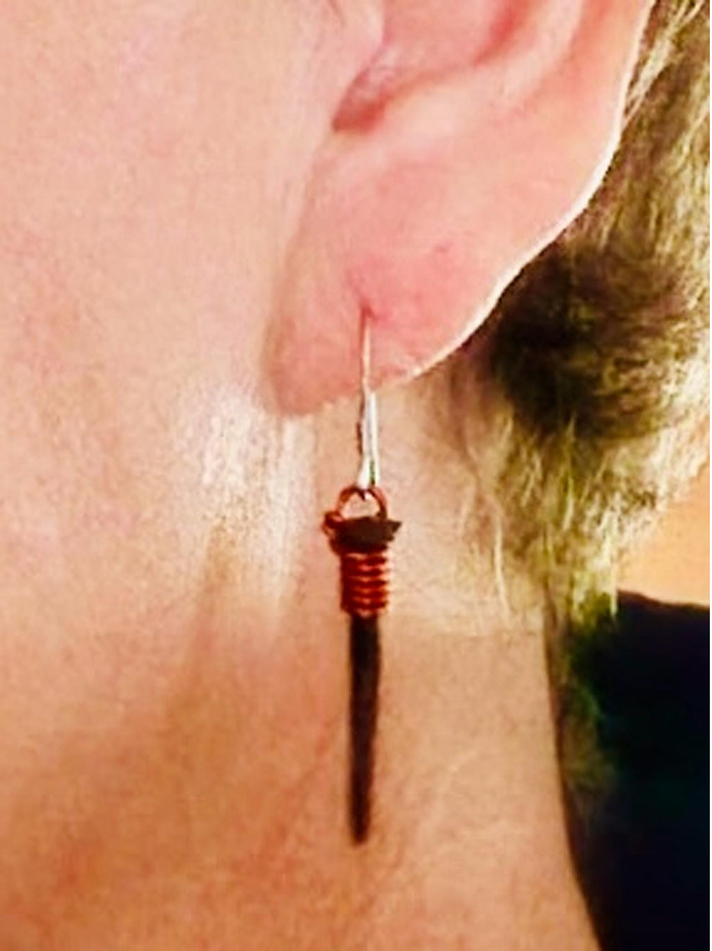 Gothic Coffin Nail Earrings – Blood Red - Iron Nail - Witchy Halloween Gift -Birthday - Hand Forged 1815 - Alternative Vampire Witchy Morbid