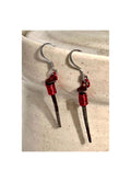Gothic Coffin Nail Earrings – Blood Red - Iron Nail - Witchy Halloween Gift -Birthday - Hand Forged 1815 - Alternative Vampire Witchy Morbid
