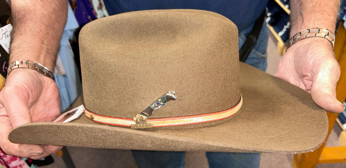 Mini Hat Knife - Abalone Shell Folding Knife  -Sharp Blade - Stainless Steel Statement Knife - Cowboy Hat His Her GIFT BOX FREE