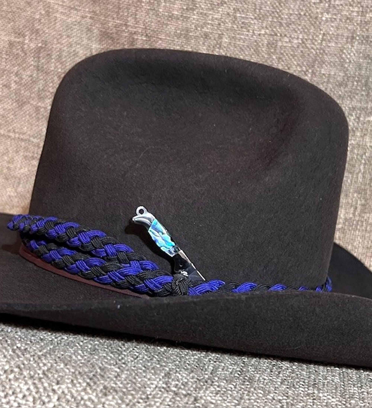 Mini Hat Knife - Abalone Shell Folding Knife  -Sharp Blade - Stainless Steel Statement Knife - Cowboy Hat His Her GIFT BOX FREE